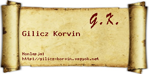 Gilicz Korvin névjegykártya